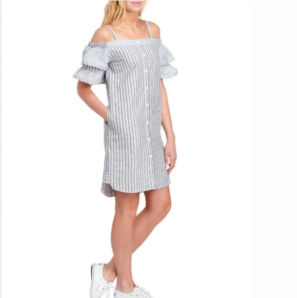 V by Violet Weekend Stripe Print Cold Shoulder - Picture 2 of 3